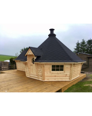 Exclusive BBQ Hut 16,5m² with 2.5 m Extension – Grill Cabin