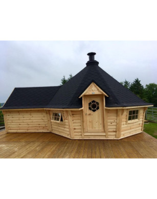 Exclusive BBQ Hut 16,5m² with 2.5 m Extension – Grill Cabin