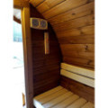 3,5m long Thermowood Barrel Sauna (Ø 2.27 m) with changing room