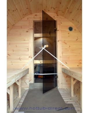 4,5m long Pine Barrel Sauna (Ø 1,97 m) with changing room