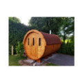 3,5m long Pine Barrel Sauna (Ø 2.27 m) with changing room