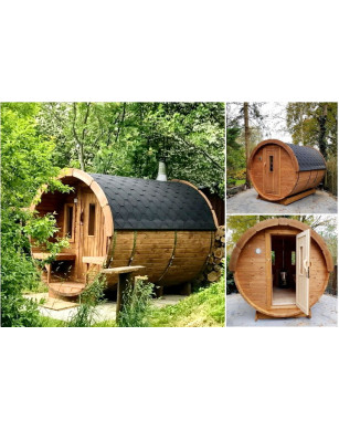 3,0m long Pine Barrel Sauna (Ø 1,97 m)