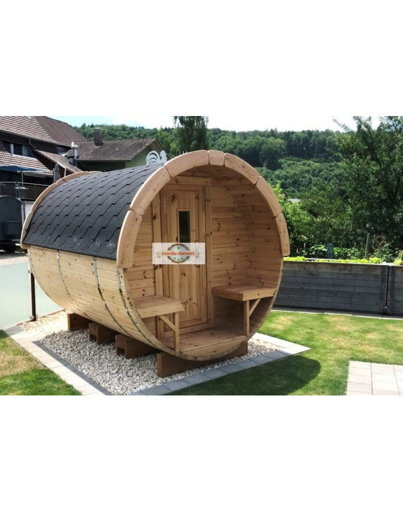 3,0m long Thermowood Barrel Sauna (Ø 2.27 m) 3,0m long Thermowood Barrel Sauna (Ø 2.27 m)
