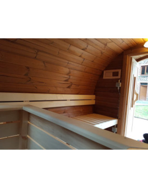 3,0m long Thermowood Barrel Sauna (Ø 2.27 m)