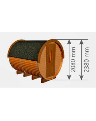 3,0m long Thermowood Barrel Sauna (Ø 2.27 m)