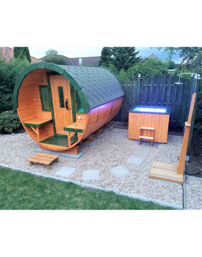 3,0m long Pine Barrel Sauna (Ø 2.27 m)