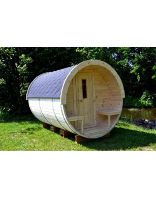 3,0m long Pine Barrel Sauna (Ø 2.27 m)