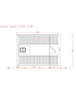 3,0m long Pine Barrel Sauna (Ø 2.27 m)