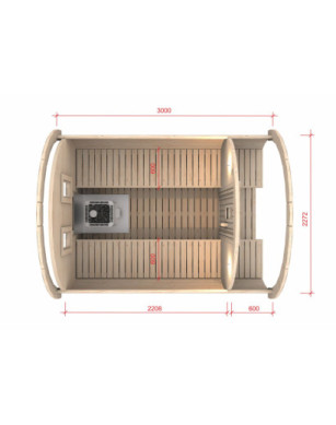 3,0m long Pine Barrel Sauna (Ø 2.27 m)