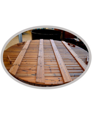 Ø180cm Plastic PP & Spruce Hottub with outside heater & special stair