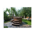 Ø180cm Plastic PP & Spruce Hottub with outside heater & special stair