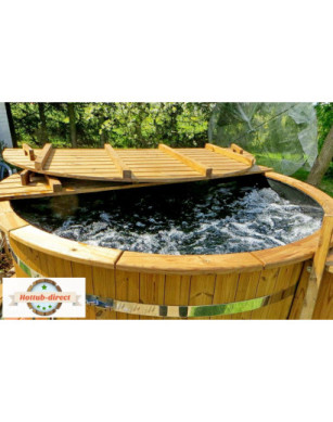 Ø180cm Plastic PP & Spruce Hottub with outside heater & special stair