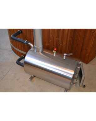 Ø180cm Plastic PP & Spruce Hottub with outside heater & special stair