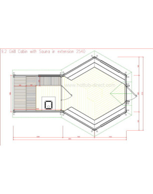 Grill Cabin 9.2 m² with Sauna in 2.5 m Extension