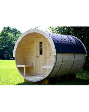 2,4m long Pine Barrel Sauna (Ø 1,97 m)