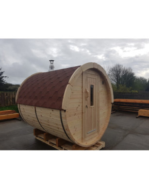 2,4m long Pine Barrel Sauna (Ø 1,97 m)