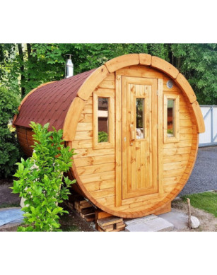2,4m long Pine Barrel Sauna (Ø 1,97 m)