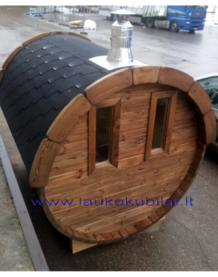 2,4m long Pine Barrel Sauna (Ø 1,97 m)