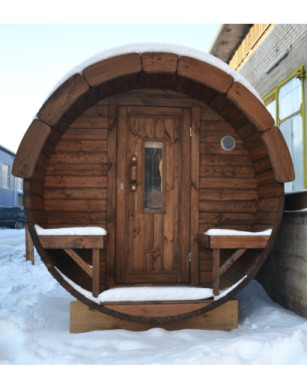 2,4m long Pine Barrel Sauna (Ø 1,97 m)