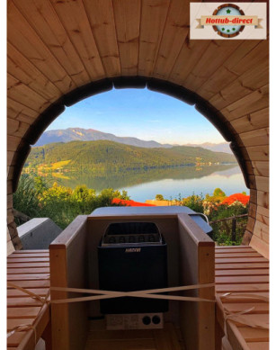 2,4m long Pine Barrel Sauna (Ø 1,97 m)