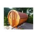 3,5m long Pine Barrel Sauna (Ø 1.97 m) with changing room