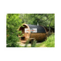 3,5m long Pine Barrel Sauna (Ø 1.97 m) with changing room
