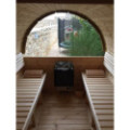 3,5m long Pine Barrel Sauna (Ø 1.97 m) with changing room