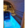 3,5m long Pine Barrel Sauna (Ø 1.97 m) with changing room