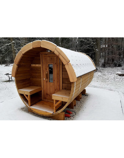 2,4m long Thermowood Barrel Sauna (Ø 1,97 m)