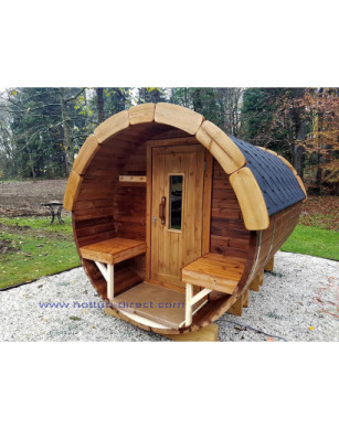 2,4m long Thermowood Barrel Sauna (Ø 1,97 m)