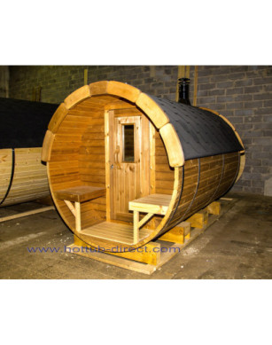 2,4m long Thermowood Barrel Sauna (Ø 1,97 m)