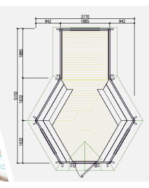 9,2m² BBQ Hut with extension – Grill Cabin