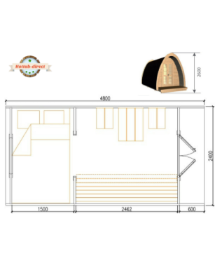 Camping Pod 2 room/2,4 x 4,8m