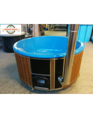 DELUXE GLASS FIBER TUB WITH INTEGRATED WOODEN FIRED HEATER