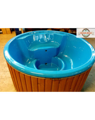 DELUXE GLASS FIBER TUB WITH INTEGRATED WOODEN FIRED HEATER