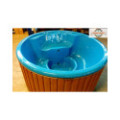 DELUXE GLASS FIBER TUB WITH INTEGRATED WOODEN FIRED HEATER