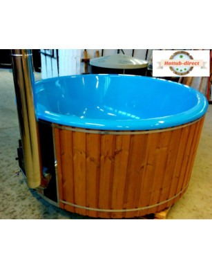 DELUXE GLASS FIBER TUB WITH INTEGRATED WOODEN FIRED HEATER
