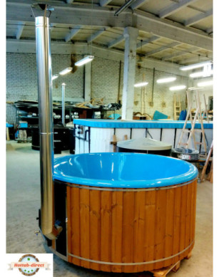 DELUXE GLASS FIBER TUB WITH INTEGRATED WOODEN FIRED HEATER