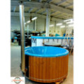 DELUXE GLASS FIBER TUB WITH INTEGRATED WOODEN FIRED HEATER