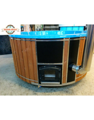 DELUXE GLASS FIBER TUB WITH INTEGRATED WOODEN FIRED HEATER