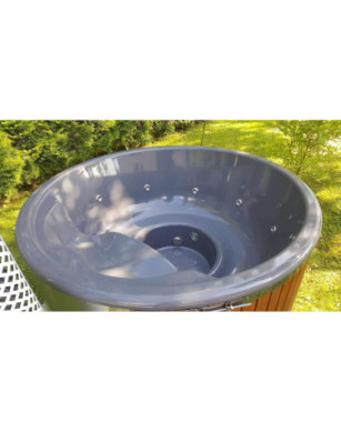 DELUXE GLASS FIBER TUB WITH INTEGRATED WOODEN FIRED HEATER