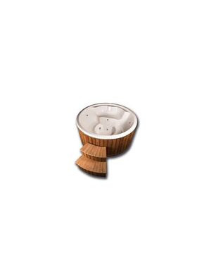 DELUXE GLASS FIBER TUB WITH INTEGRATED WOODEN FIRED HEATER