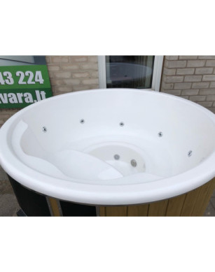 DELUXE GLASS FIBER TUB WITH INTEGRATED WOODEN FIRED HEATER