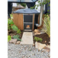 DELUXE GLASS FIBER TUB WITH INTEGRATED WOODEN FIRED HEATER