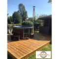 DELUXE GLASS FIBER TUB WITH INTEGRATED WOODEN FIRED HEATER