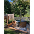 DELUXE GLASS FIBER TUB WITH INTEGRATED WOODEN FIRED HEATER