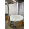 WHITE GLASS FIBER HOTTUB WITH INTEGRATED WOODEN FIRED HEATER IN STOCK