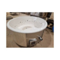 WHITE GLASS FIBER HOTTUB WITH INTEGRATED WOODEN FIRED HEATER IN STOCK