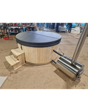 BLUE GLASS FIBER HOTTUB WITH OUTSIDE HEATER IN STOCK