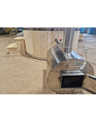 BLUE GLASS FIBER HOTTUB WITH OUTSIDE HEATER IN STOCK